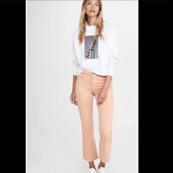 Frame Le Crop Mini Boot Cut Denim Jeans Peach 24 - Picture 1 of 9